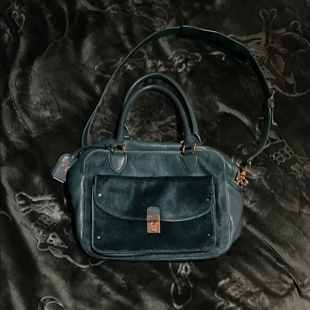 Tory Burch Dark Green Leather Satchel